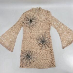 Free People North Star Ivory Lace Dress with Bell Sleeves NWT